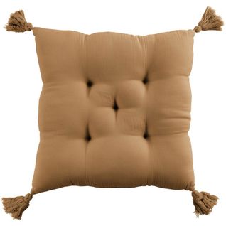 Coussin De Chaise 40x40 Cm Gaze De Coton Avec Pompons Camel