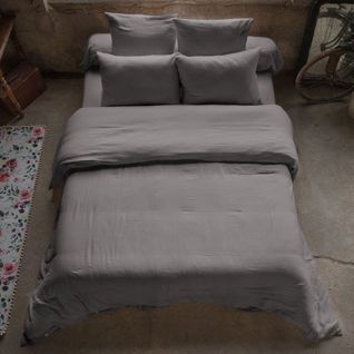 Housse De Couette 240x260 Cm En Gaze De Coton Granit