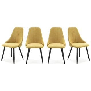 Lot De 4 Chaises En Tissu Jaune - Soan