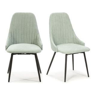 Lot De 2 Chaises Pivotantes En Tissu Bleu Turquoise - Baia