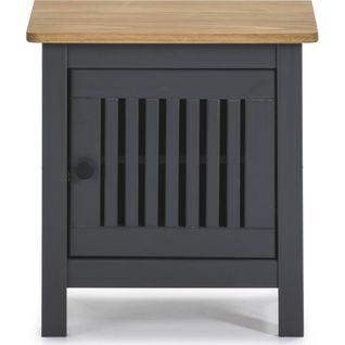 Table De Chevet 1 Porte En Pin Massif Gris Anthracite - Fabia