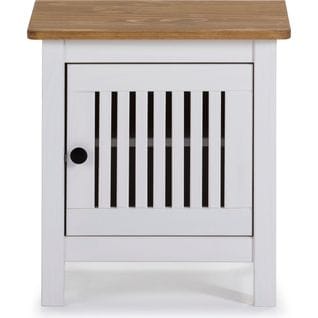 Table De Chevet 1 Porte En Pin Massif Blanc - Fabia