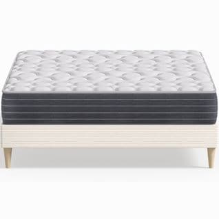 Ensemble Lit Adulte 140x190 En Velours Côtelé Beige Dina + Matelas Mousse Accueil Mémoire De Forme