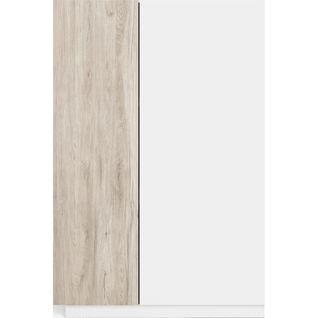 Buffet Haut 2 Portes Blanc Et Effet Bois 90 Cm - Josie