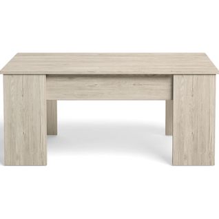 Table Basse Élevable Blanche Et Effet Bois 100 Cm - Arizona