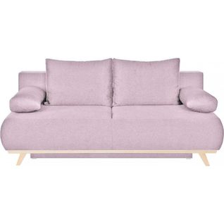 Canapé Convertible 3 Places Avec Coffre De Rangement En Tissu Rose Pâle - Laria New