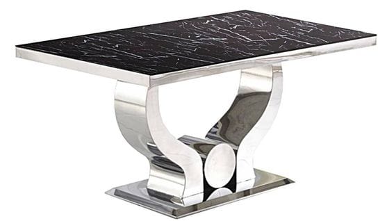 Table à Manger Trofy Chrome Marbré Noir 180x90x75cm