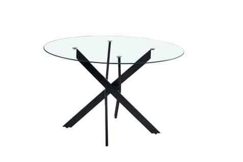 Table a manger ronde JESSICA Black XXL noir verre transparent120x75cm