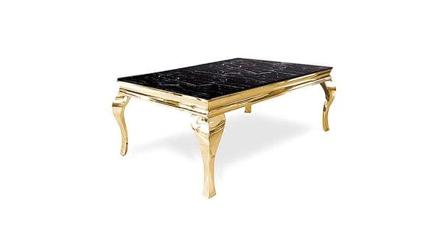 Table Basse Baroque Gold Verre Effet Marbre Noir 120x70x45 Cm