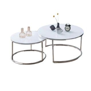 Lot De 2 Tables Basses Gigogne Arto Inox Blanc Ultra