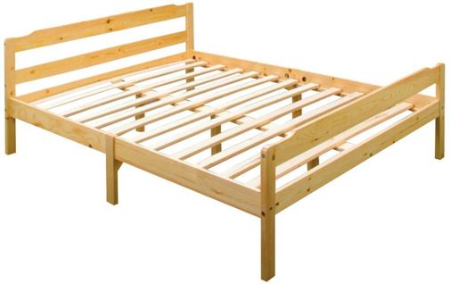 Lit 2 Places 140x190 cm en bois naturel avec sommier inclus - DAVID