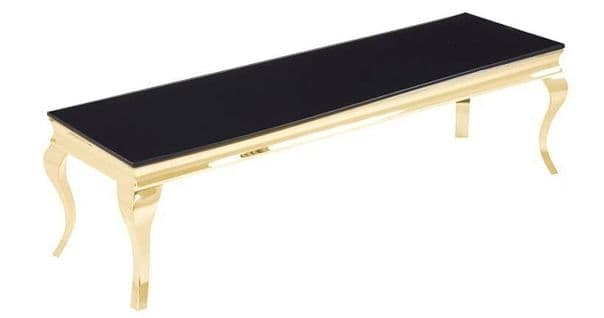 Meuble TV Baroque Gold Verre Noir 160x45x45 Cm