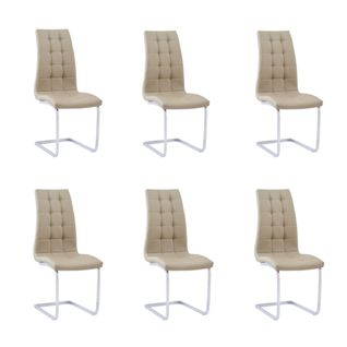 Lot De 6 Chaises Bella  Simili Cuir Taupe