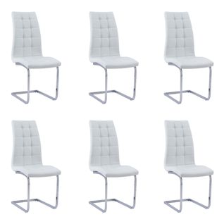 Lot De 6 Chaises Bella Simili Cuir Blanc