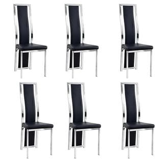 Lot De 6 Chaises Dana Simili Noir Contour Chromé