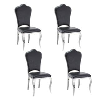 Lot De 4 Chaises Prestige Simili Cuir Noir - Sakura