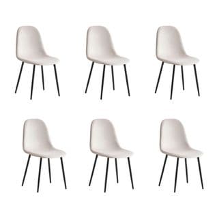 Lot De 6 Chaises En Velours Beige Pieds En Métal Noir - Scandinave