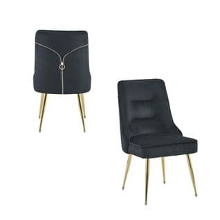 Lot De 2 Chaises Luxury Zip En Velours Noir Pieds Gold