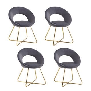 Lot De 4 Chaises Bubble Gold Velours gris Souris