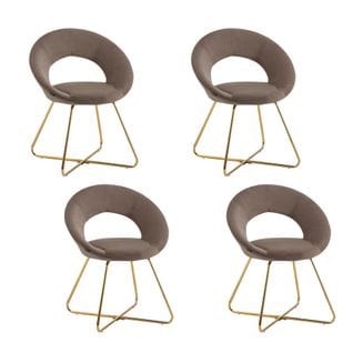 Lot De 4 Chaises Bubble Gold Velours Moka