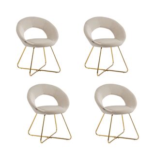 Lot De 4 Chaises Bubble Gold Velours Ecru