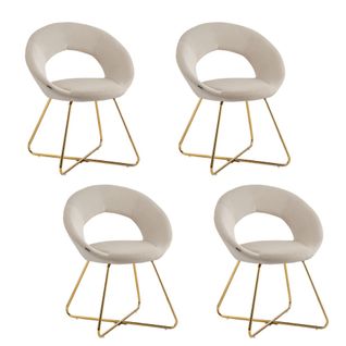 Lot De 4 Chaises Bubble Gold Velours Beige