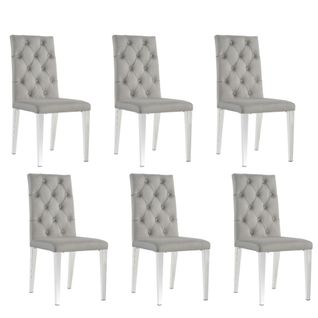 Lot De 6 Chaises Capitonnées Nevada Chrome Velours Moka