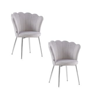 Lot De 2 Chaises Nymphea Chrome Assise Velours Gris