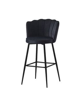 Lot De 2 Tabourets De Bar Nymphea Métal Noir Velours Noir