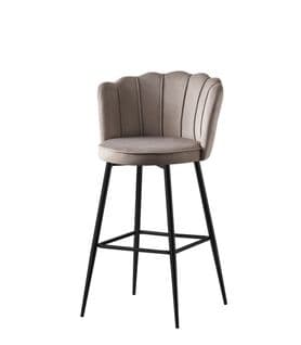 Lot De 2 Tabourets De Bar Nymphea Métal Noir Velours Moka