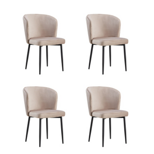 Lot De 4 Chaises Moderne Diana Métal Noir Velours Moka