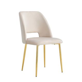 Lot De 4 Chaises Ava Gold En Velours Beige