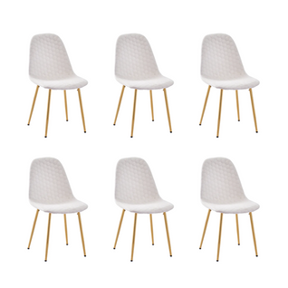 Lot De 6 Chaises Scandinave Alveole Gold Velours Beige