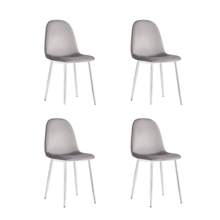 Lot De 4 Chaises En Velours Gris Pieds Chromés - Scandinave