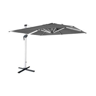 Parasol Déporté Haut De Gamme 3x3m Gris. Toile En Polyester Teintée Dans La Masse. Structure