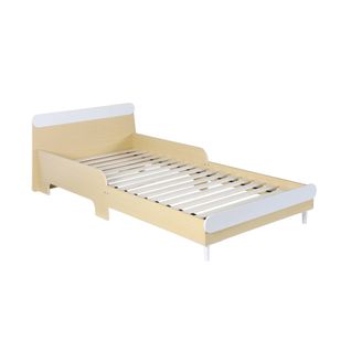 Lit Enfant 90 X 190cm Effet Bois. Couleur Blanc Et Bois