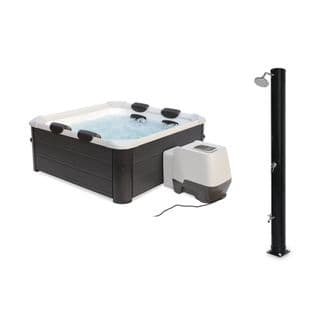 Spa Rigide 6 Places Hydromassages 4 Coussins 160x65cm + Douche Solaire Réservoir 38l