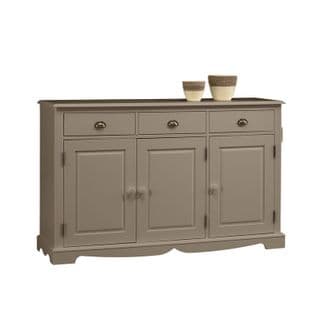 Buffet Taupe Style Anglais 3 Portes 3 Tiroirs  L 146.6 H 89.6 P 42.5 Cm