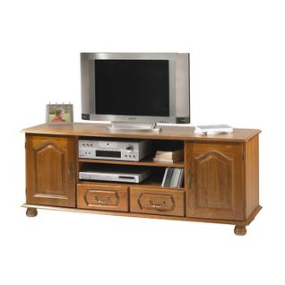 Meuble TV 70 Pouces Chêne Rustique 2 Portes 2 Tiroirs L 158.8 H 60.3 P 46 Cm