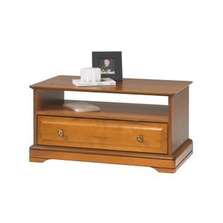 Table Basse Merisier 1 Tiroir 2 Faces Traversant 1 Niche L 82.4 H 41.6 P 46.5 Cm