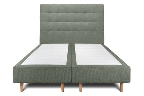 Lit 200x200cm Avec Tête De Lit Capitonnee Tissu Et Double Sommier Tapissier Vert