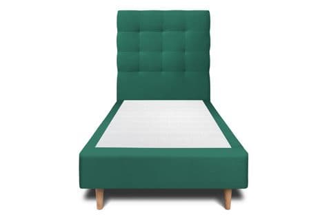 Lit 90x190cm Avec Tête De Lit Capitonnee Velours Et Sommier Tapissier Vert