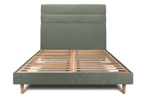 Lit 140x190cm Avec Tête De Lit Lignes Tissu Et Sommier Kit Vert