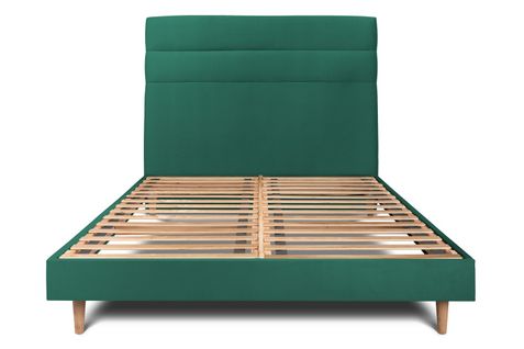 Lit 140x200cm Avec Tête De Lit Lignes Velours Et Sommier Kit Vert