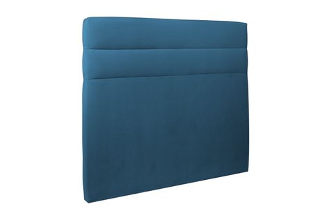 Tete De Lit Lignes Velours Bleu L 160 Cm - Ep 10 Cm Rembourre