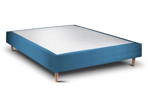 Sommier Tapissier Velours Bleu 140x200 H35cm