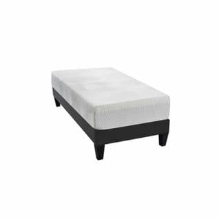 Ensemble Matelas Mousse 90x200 Le Tombeur - Avec Sommier Kit Gris Et Pieds - Dehoussable