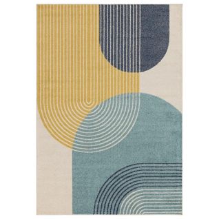 Tapis moderne tissé plat DISCO - Bleu - 200x290 Cm