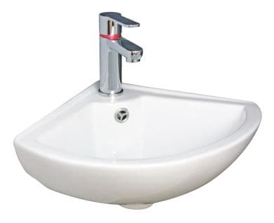 Lave-mains D'angle Pivoine - Blanc - 35,5x35,5cm - Céramique - Avec Trop Plein