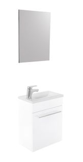Lave-mains Nino - Avec Miroir - 44cm - Blanc - Laqué - Livré En Kit